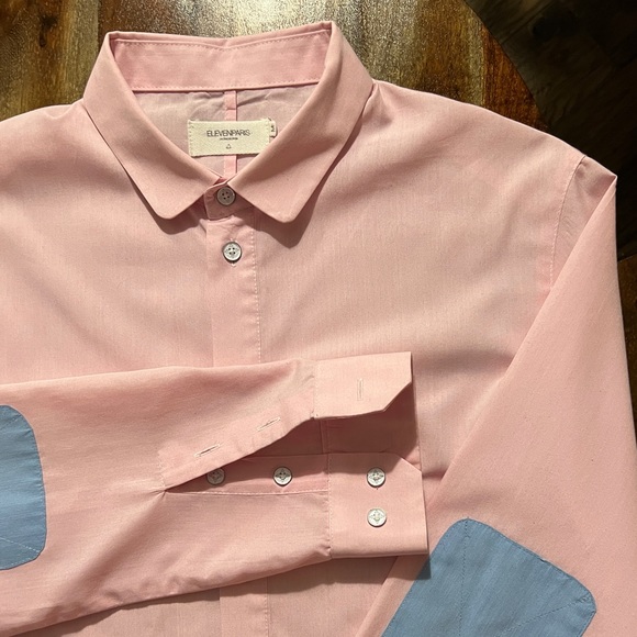 HP 🌹🔥🥀 Eleven Paris Pink Oxford with Blue Elbow Patches - Picture 4 of 9